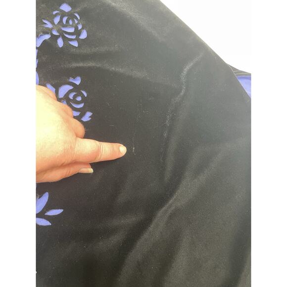 Y2K Dress Morgan Co 9 10 Black Velvet Prom Maxi Floral Whimsigoth Dark Fairy Vtg - Picture 15 of 16